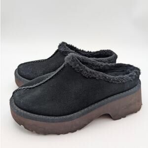 UGG New Heights Cozy Suede Clogs Slip On Slipper Women's Black Size US6 EU37